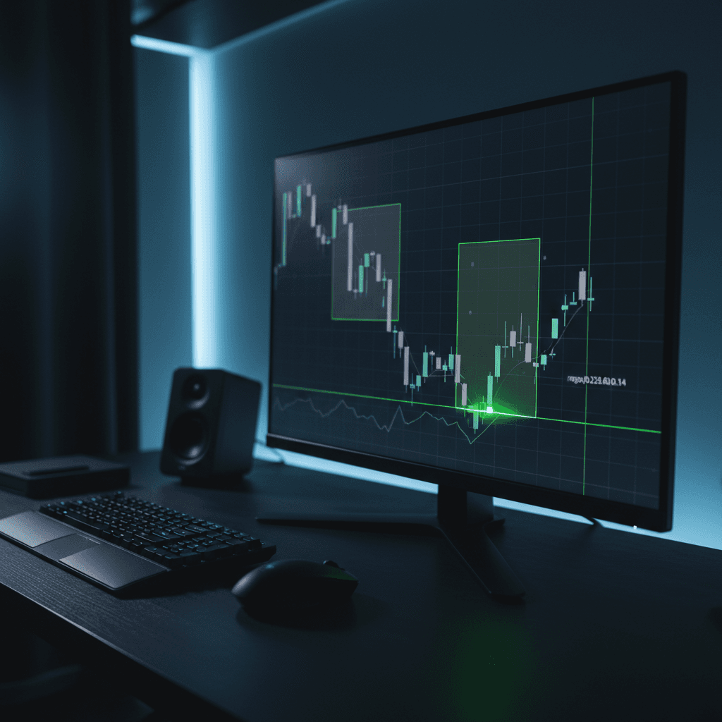 Multi-timeframe trading chart displaying order blocks, fair value gaps, and liquidity zones used in smart money trading