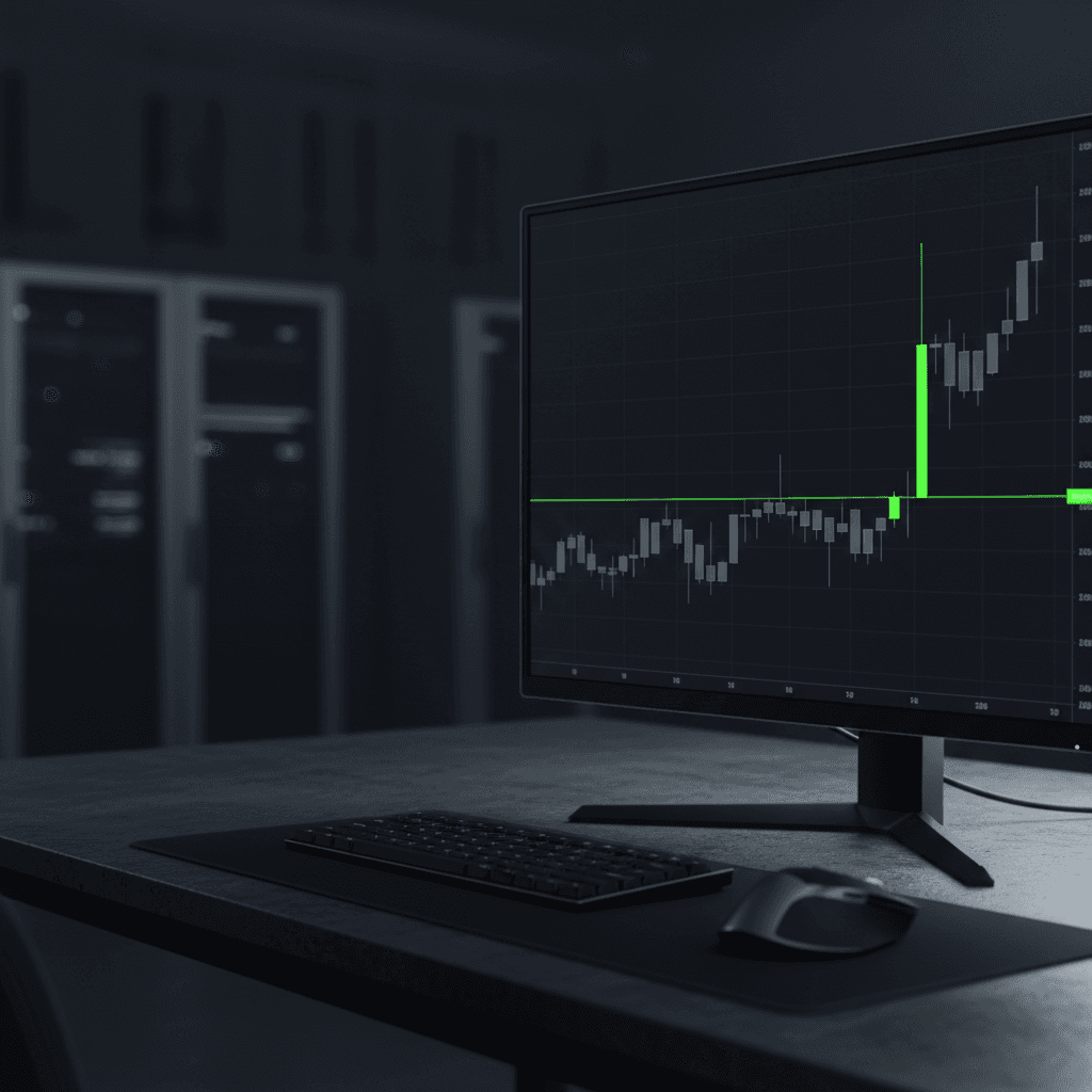 Price chart with horizontal resistance level and green candle breaking above it on elevated volume