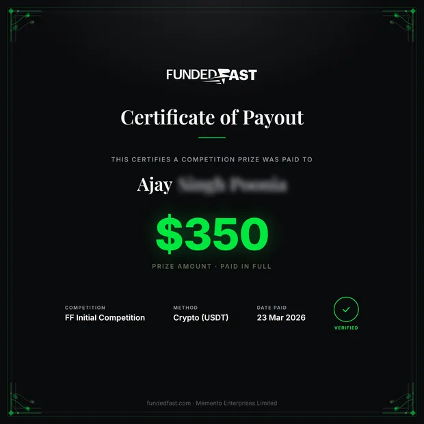 FF Initial Competition payout of $350 to Ajay