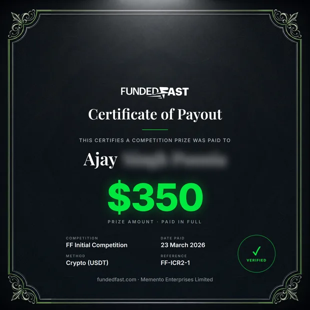 FF Initial Competition payout of $350 to Ajay