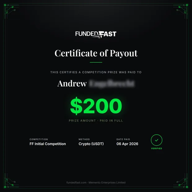 FF Initial Competition payout of $200 to Andrew