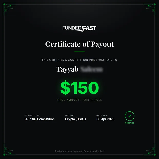 FF Initial Competition payout of $150 to Tayyab