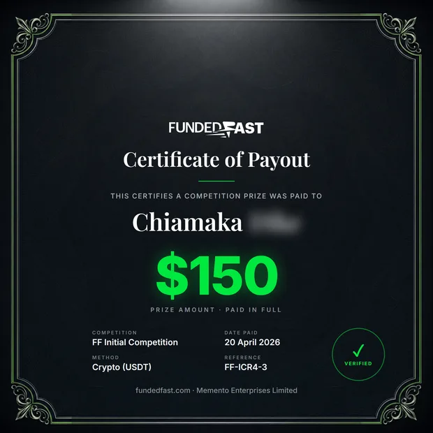 FF Initial Competition payout of $150 to Chiamaka
