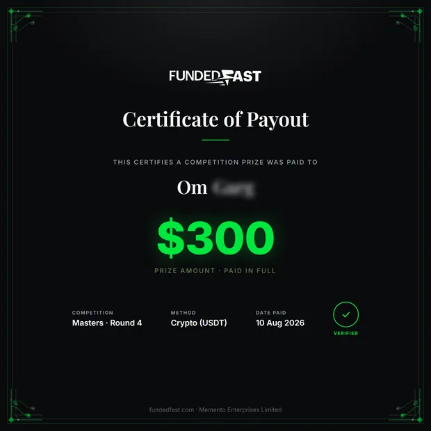 Masters · Round 4 payout of $300 to Om