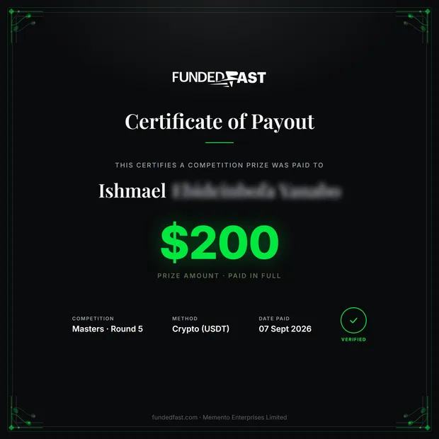 Masters · Round 5 payout of $200 to Ishmael
