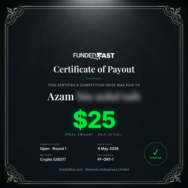 Open · Round 1 payout of $25 to Azam