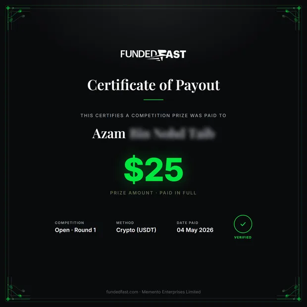 Open · Round 1 payout of $25 to Azam