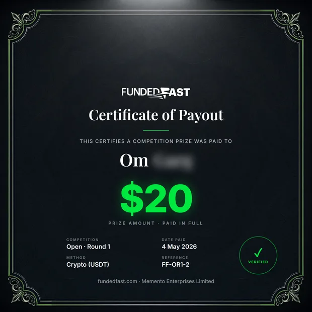 Open · Round 1 payout of $20 to Om