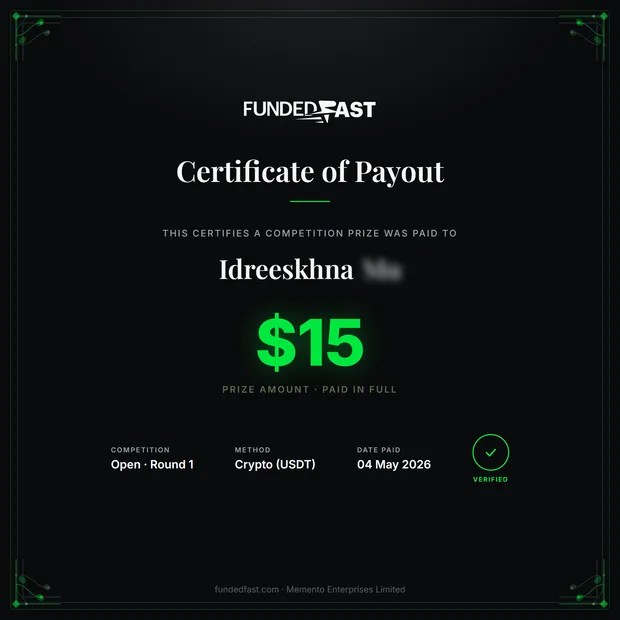 Open · Round 1 payout of $15 to Idreeskhna