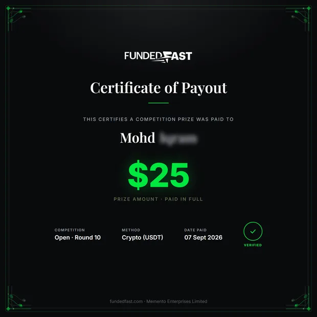 Open · Round 10 payout of $25 to Mohd