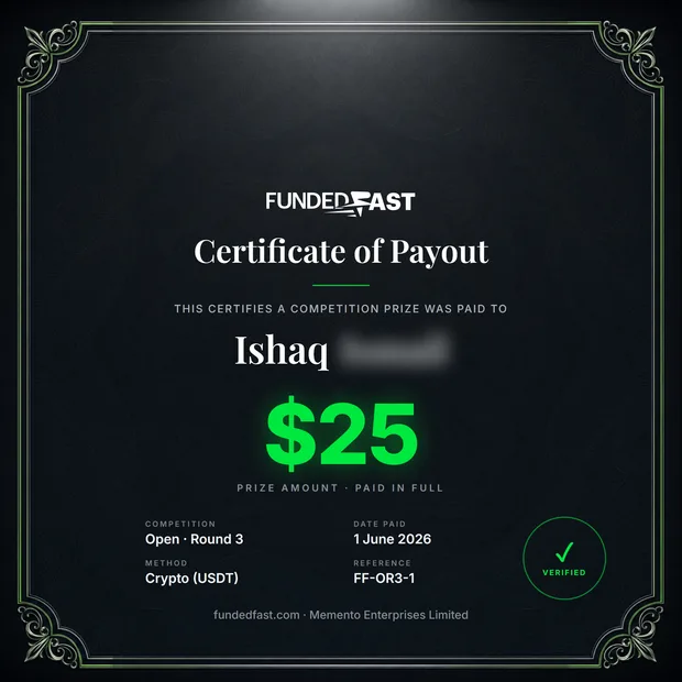 Open · Round 3 payout of $25 to Ishaq