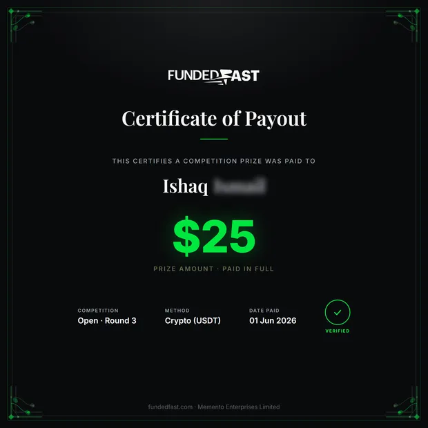 Open · Round 3 payout of $25 to Ishaq