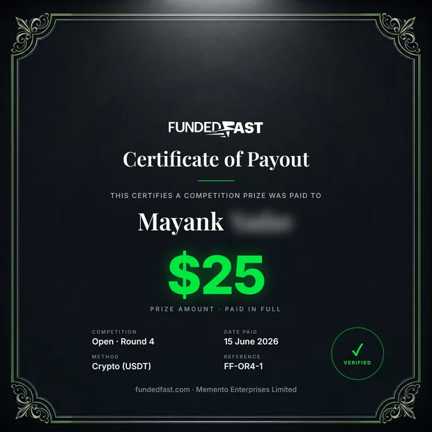 Open · Round 4 payout of $25 to Mayank