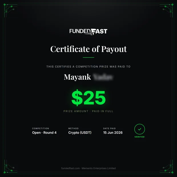 Open · Round 4 payout of $25 to Mayank