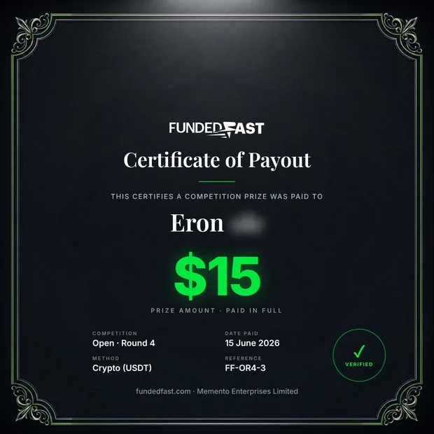 Open · Round 4 payout of $15 to Eron