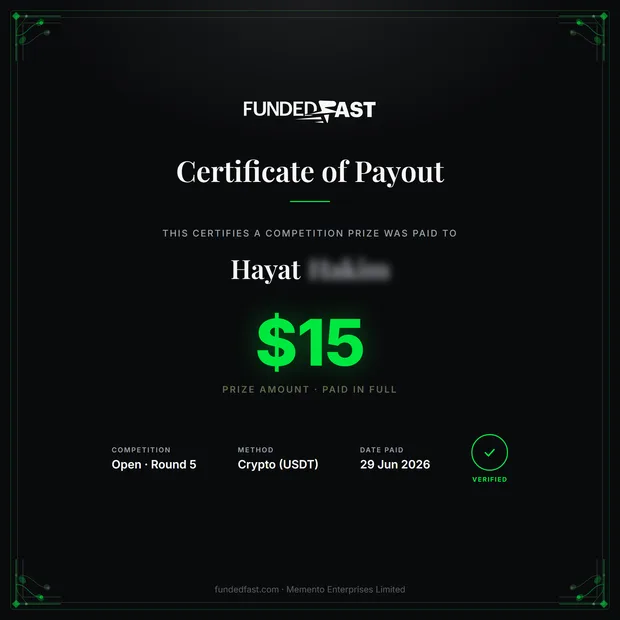 Open · Round 5 payout of $15 to Hayat