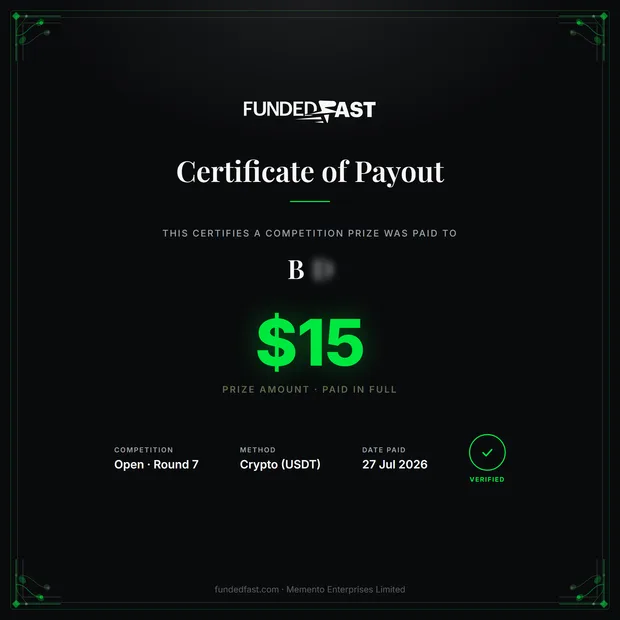Open · Round 7 payout of $15 to B