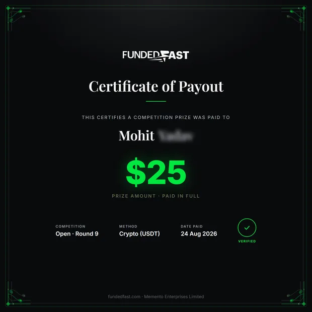 Open · Round 9 payout of $25 to Mohit