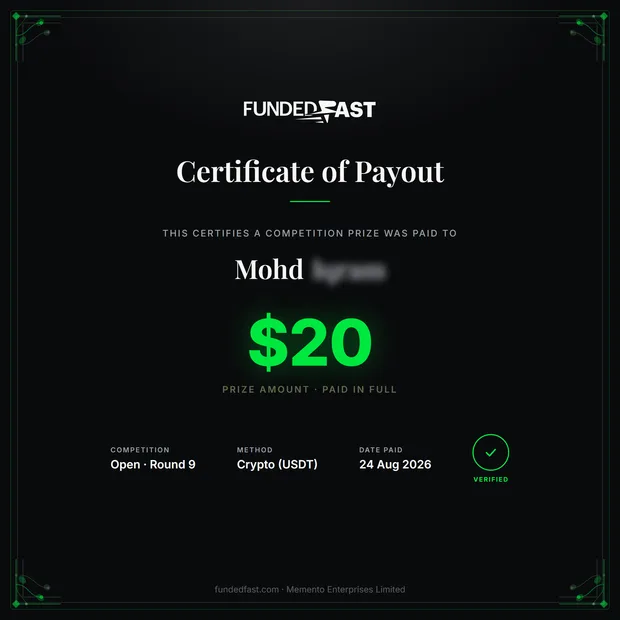 Open · Round 9 payout of $20 to Mohd